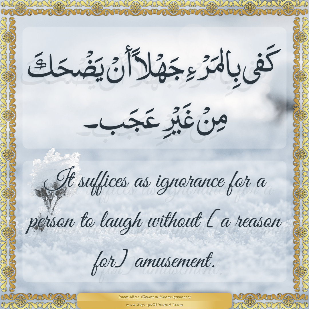 It suffices as ignorance for a person to laugh without [a reason for]...